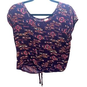 Mossimo Patterned Tie-Front Crop Top